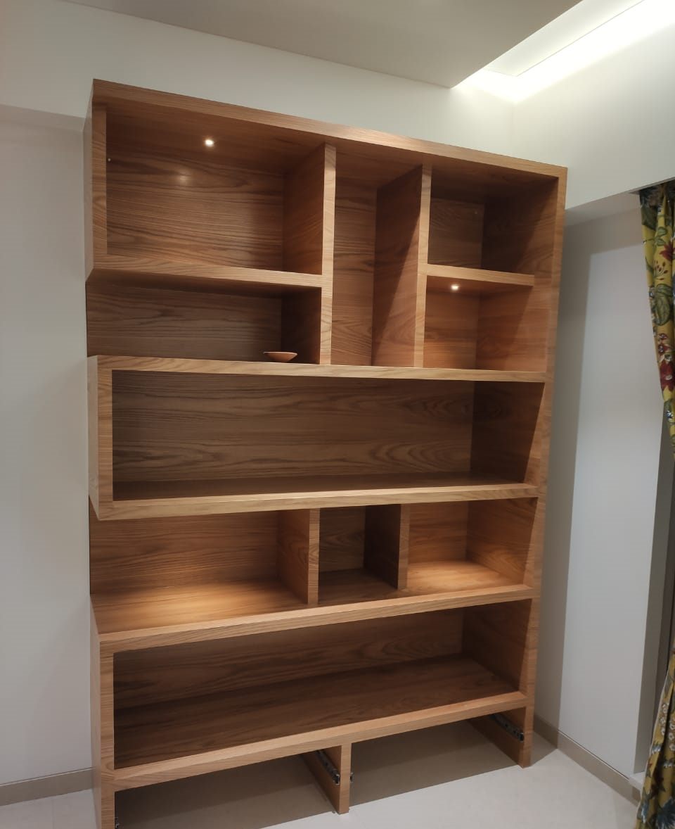 Open walnut bookshelf